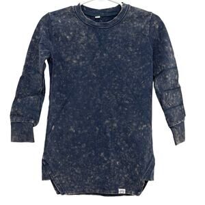 Posh Kiddos Blue Acid Wash Long Sleeve Biker Shirt Size 3